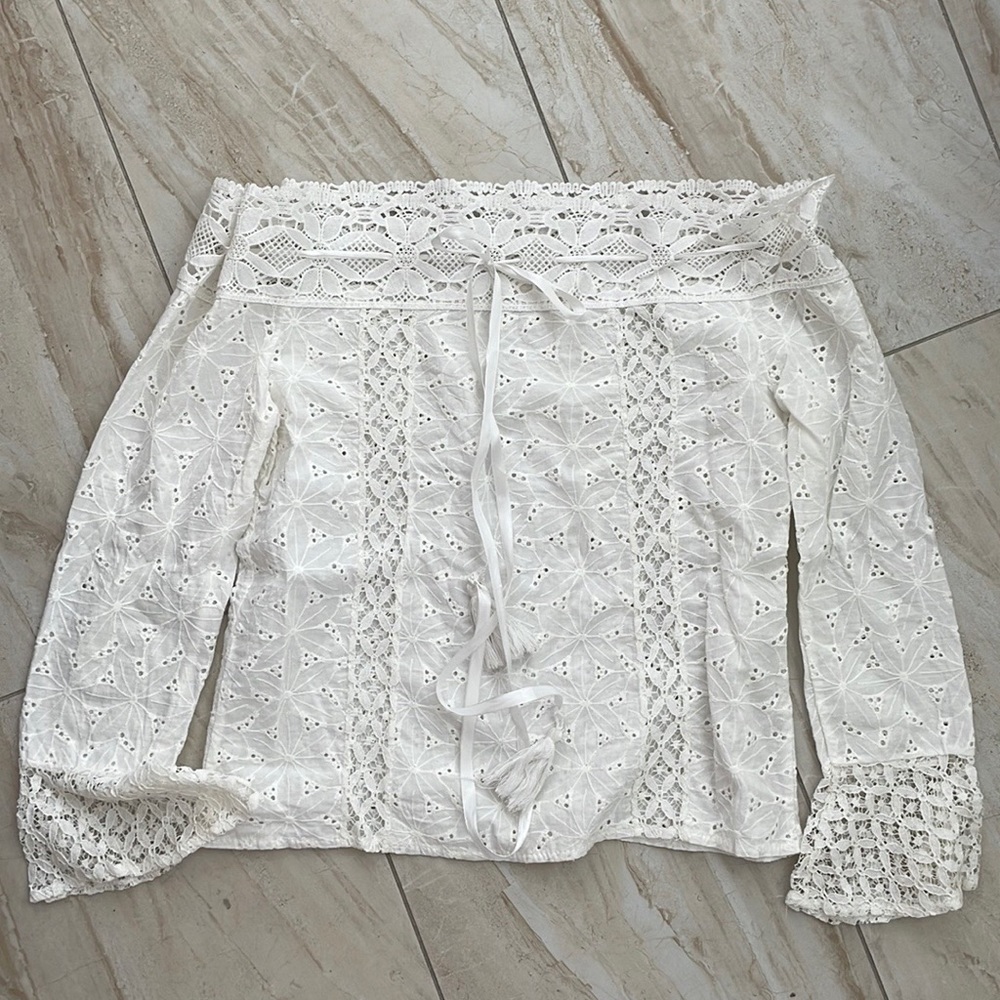 Lace off the shoulder shirt